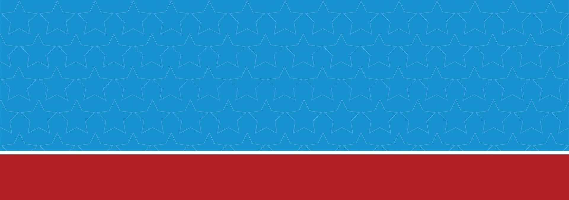 Red, white and blue graphic with stars